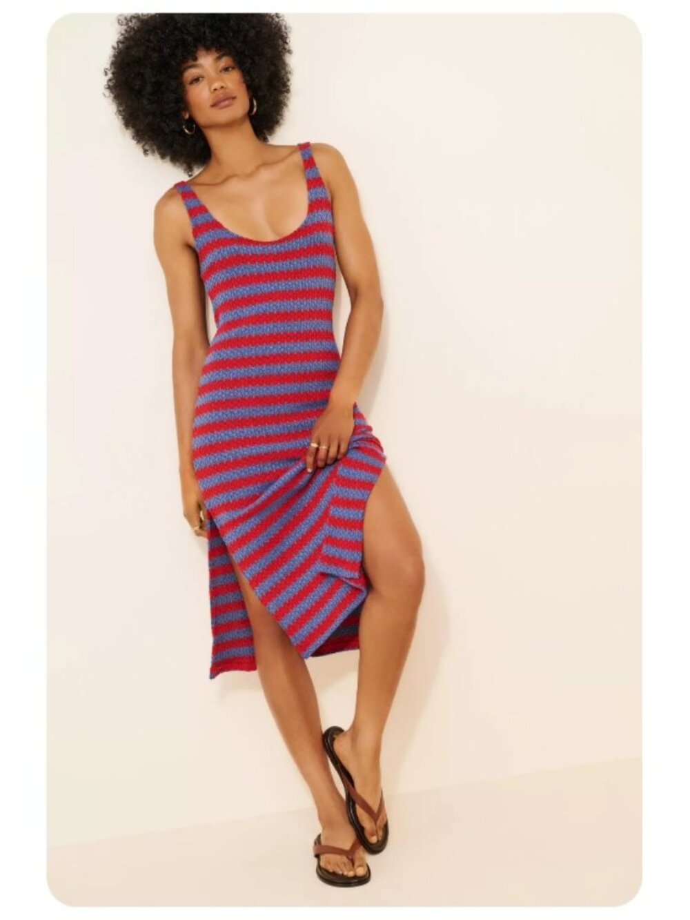 NWT Anthropologie Celandine Sleeveless Stripe Knit Tank Midi Dress sz L